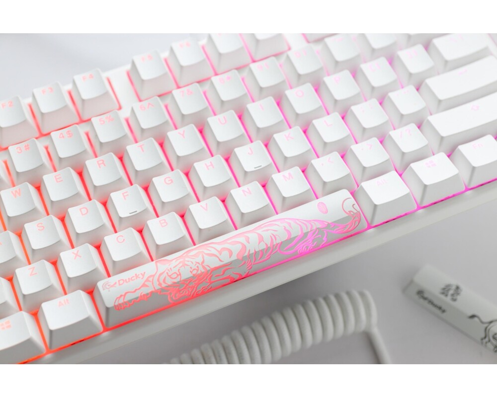 Клавиатура Геймърскa механична клавиатура Ducky One 3 Pure White TKL Hotswap Cherry MX Clear, RGB, PBT Keycaps 3