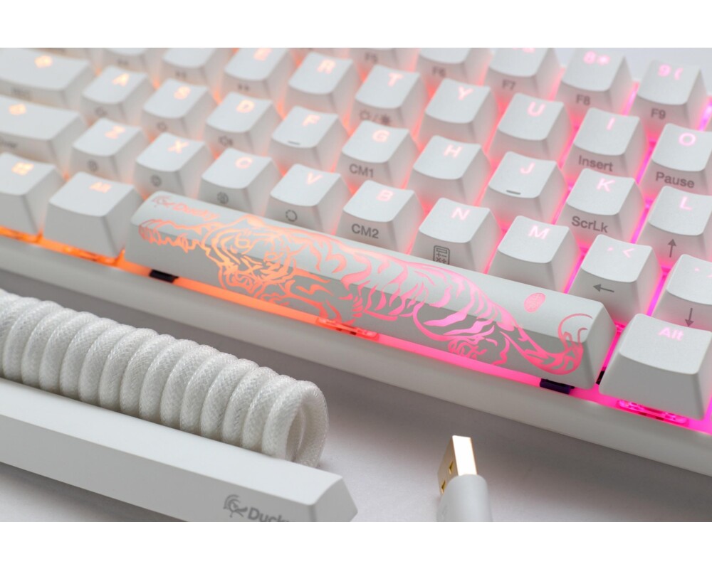 Клавиатура Геймърскa механична клавиатура Ducky One 3 Pure White SF 65%, Hotswap Cherry MX Clear, RGB, PBT Keycaps 3