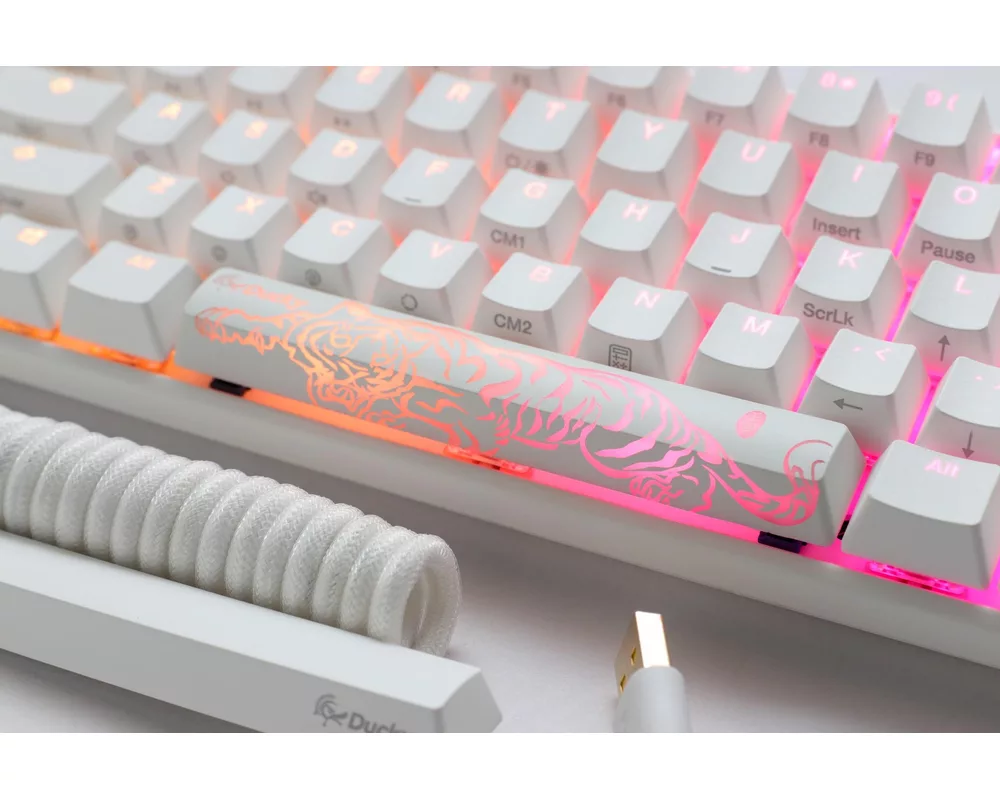 Клавиатура Геймърскa механична клавиатура Ducky One 3 Pure White Mini 60%, Hotswap Cherry MX Clear, RGB, PBT Keycaps 3