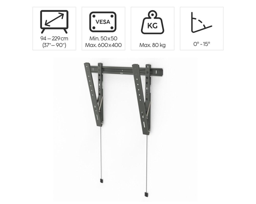 Стойка за OLED TV Hama TILT "Ultraslim", 229 см (90"), 600 x 400, плоска, антрацит 4