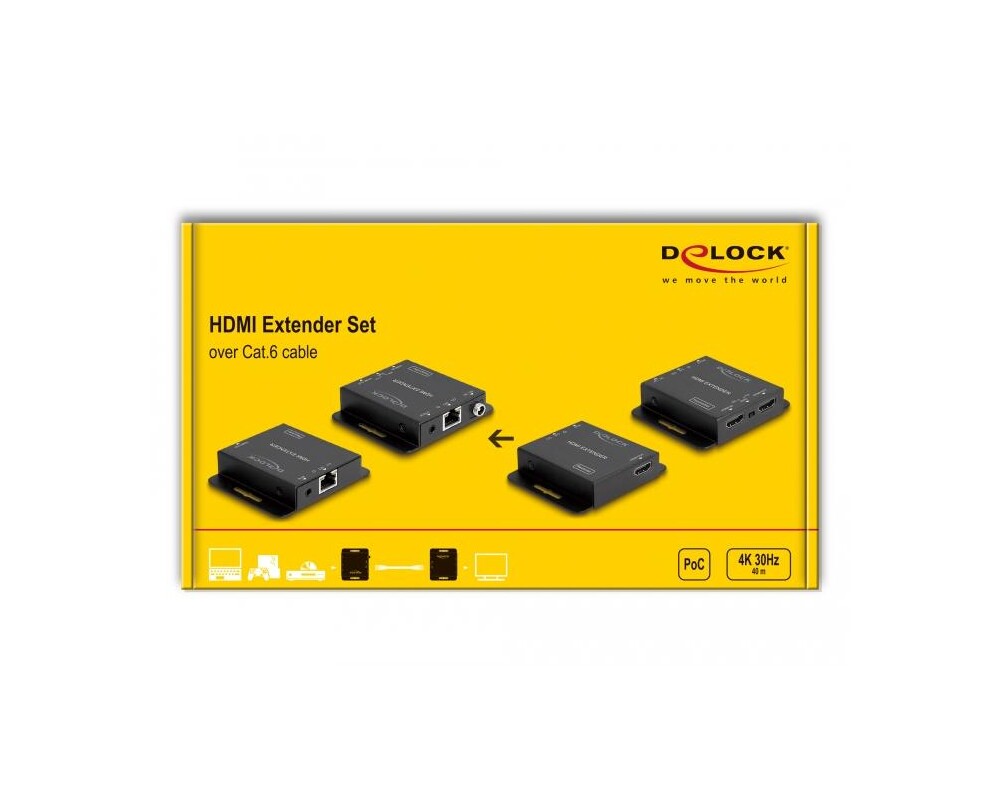 Кабел HDMI Extender (усилвател) DeLock, Усилва HDMI сигнал до 40/70 м по UTP кабел 6