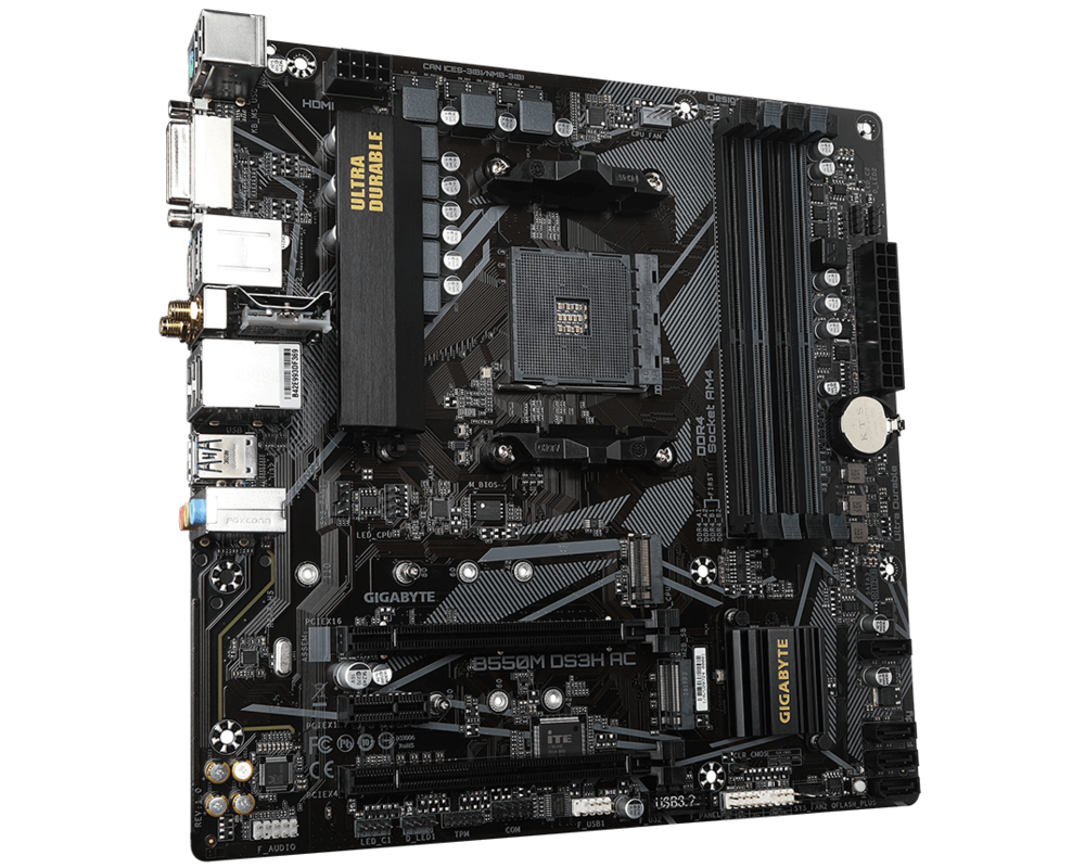 Дънна платка GIGABYTE B550M DS3H AC Socket AM4 3