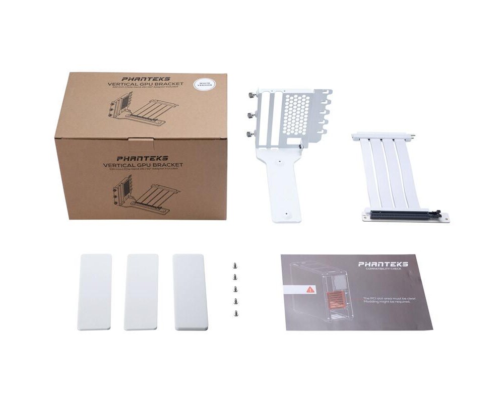 Кабел Phanteks Брекет и кабел за вертикален монтаж на видео карта 220mm, 90 градуса PCIе x16 4.0, Бял 5