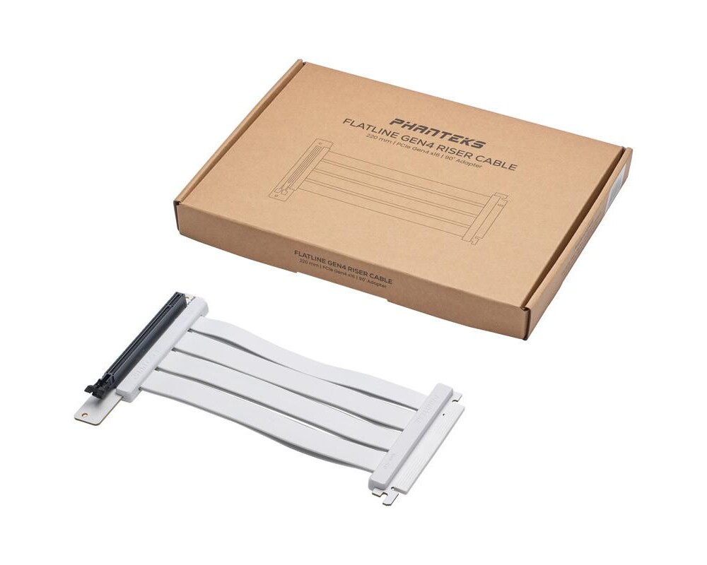 Кабел за вертикален монтаж за видео карта Phanteks Riser Cable 220mm, 90 градуса PCI-E x16 4.0, Бял 4