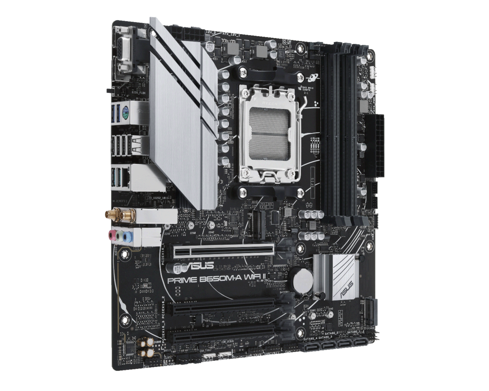 Дънна платка ASUS PRIME B650M WI-FI II socket AM5, 4xDDR5, Aura Sync, PCIe 5.0 SSD Slot 3