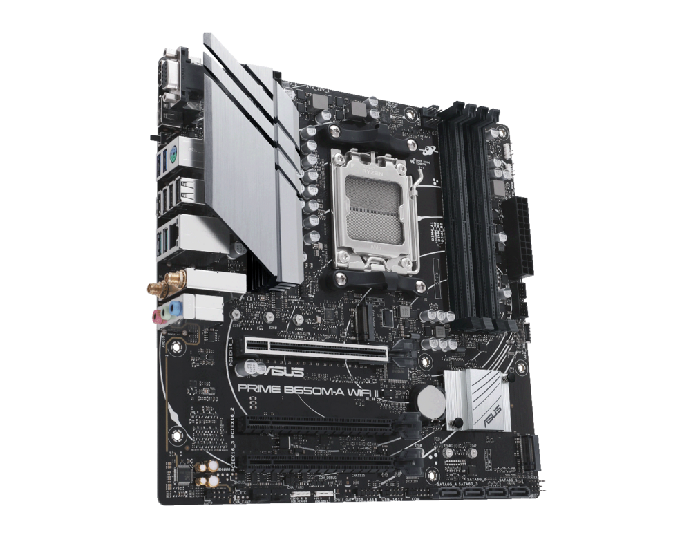 Дънна платка ASUS PRIME B650M WI-FI II socket AM5, 4xDDR5, Aura Sync, PCIe 5.0 SSD Slot 2