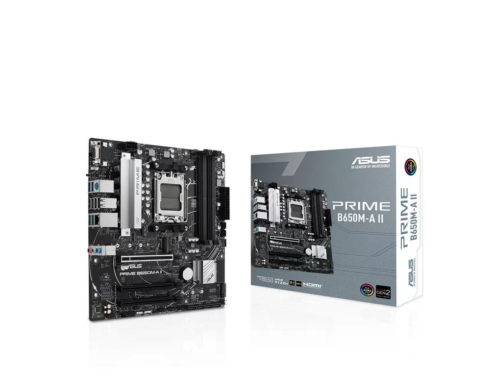 Дънна платка ASUS PRIME B650M-A II socket AM5, 4xDDR5, Aura Sync, PCIe 5.0 M.2 5
