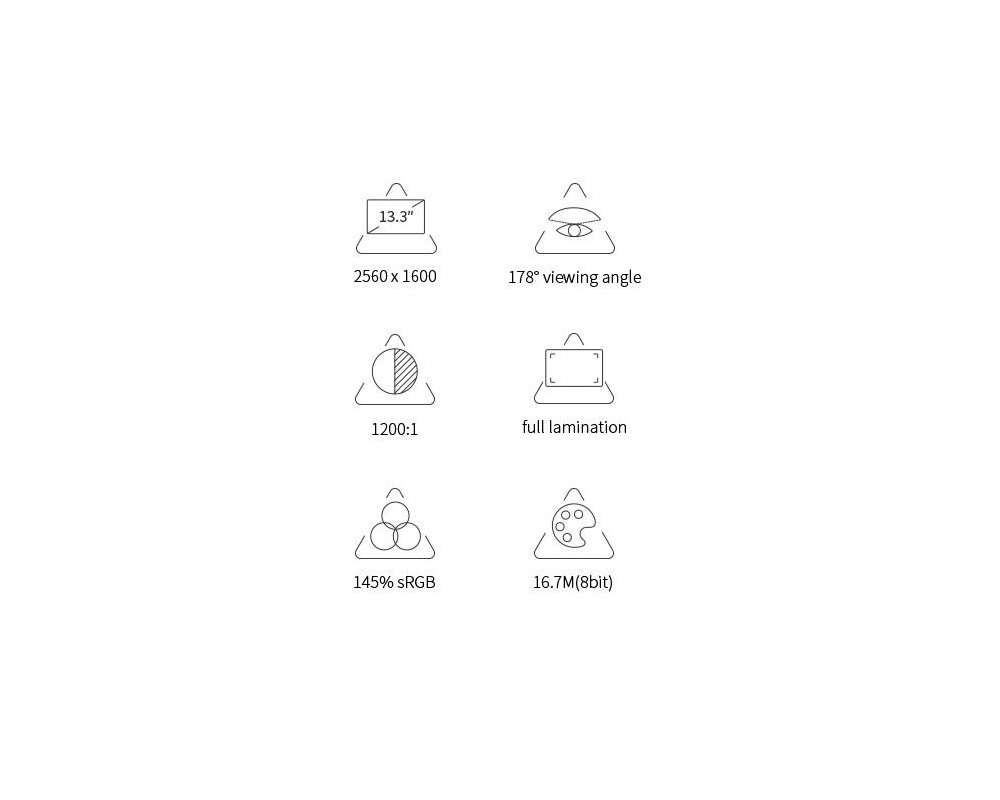 Графичен таблет HUION Kamvas Pro 13, 13.3", 2.5K 2560 x 1600, Черен 5