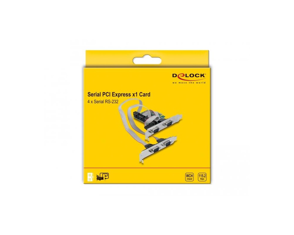 Контролер Карта за разширение на слотове Delock, PCI Express Card към 4 x Serial RS-232 4