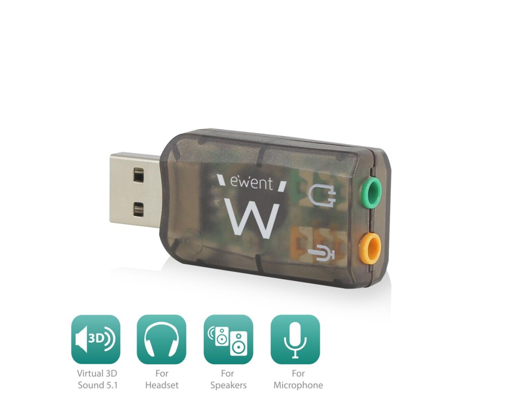 Звукова карта Ewent EW3751, 5.1, USB 2.0, черен 2