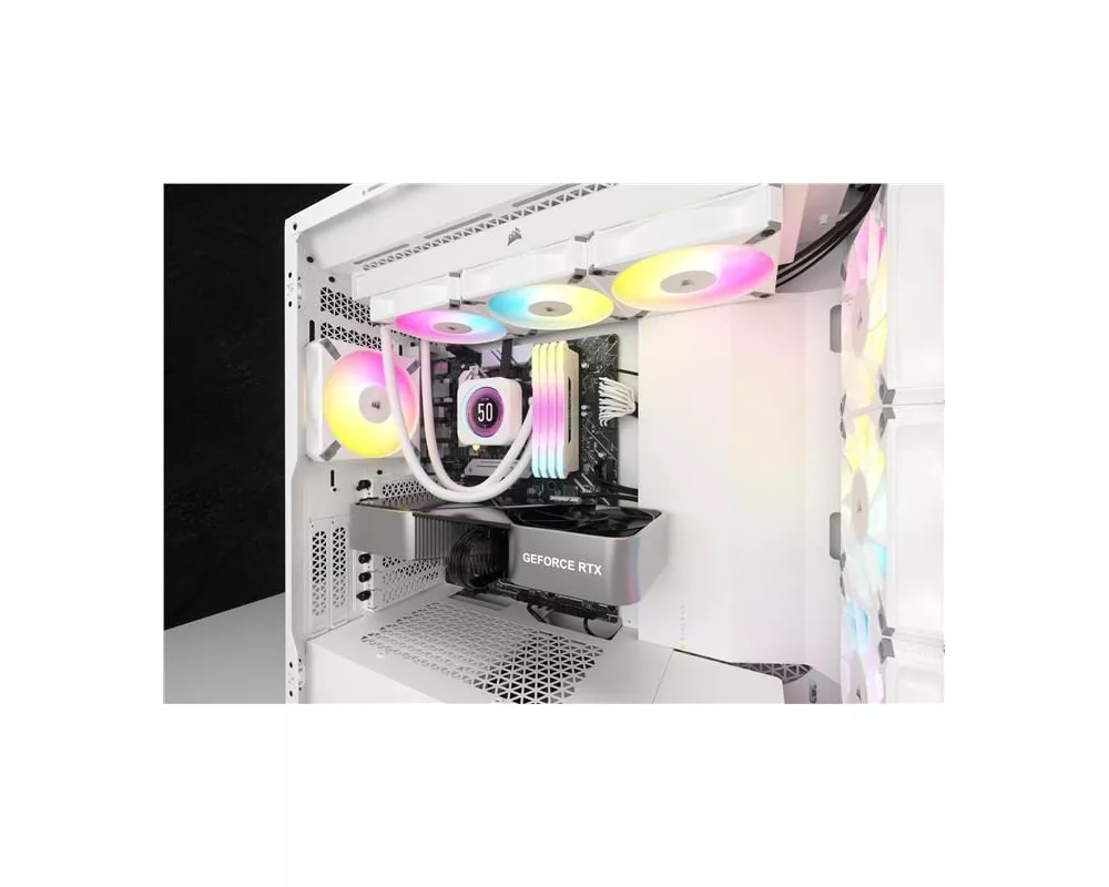Охладител за процесор Corsair H150i ELITE LCD XT RGB WHITE (360mm), водно охлаждане, CW-9060077-WW AMD/Intel 5