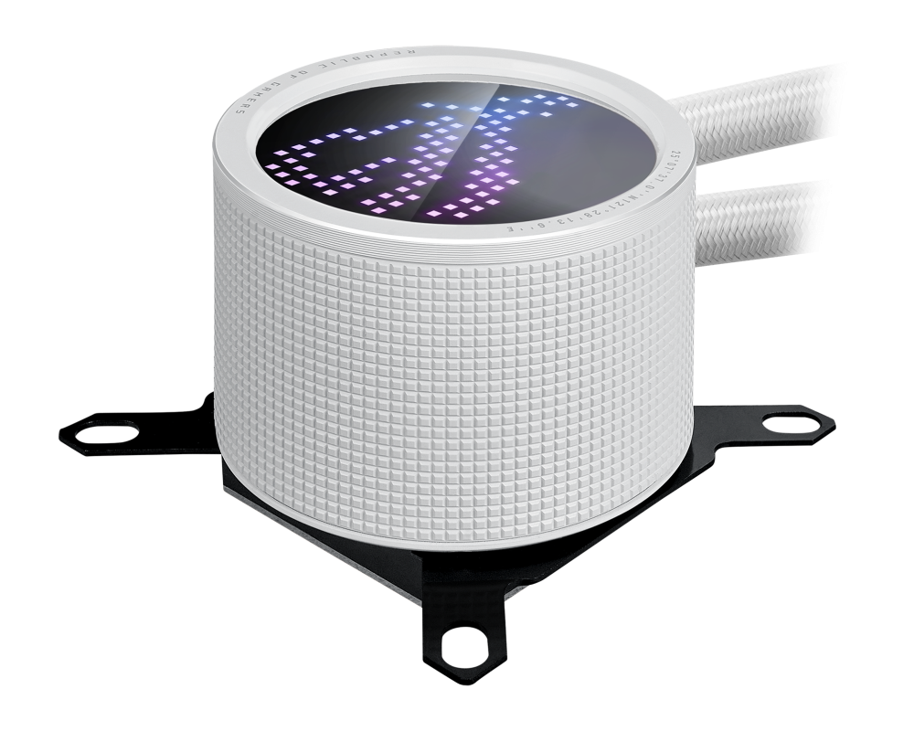 Охладител за процесор ASUS ROG RYUO III 360 ARGB white edition all-in-one CPU liquid cooler with Asetek 8th gen pump solution and Anime Matrix LED Display 7