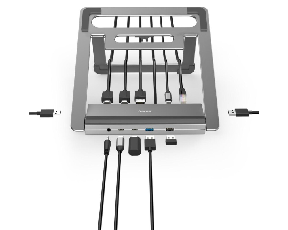 Докинг станция Докинг станция Hama "Connect2Office Stand" USB-C, Стойка за лаптоп, 12 порта 10