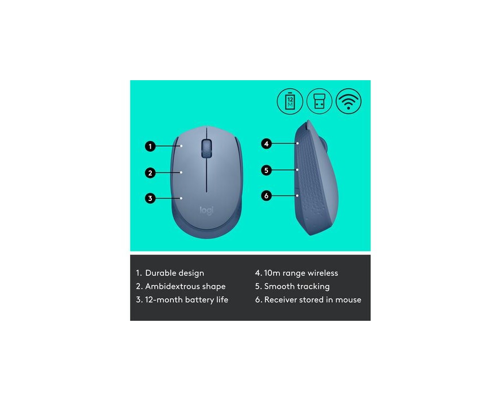 Мишка LOGITECH M171 Wireless Mouse - BLUE GREY 5