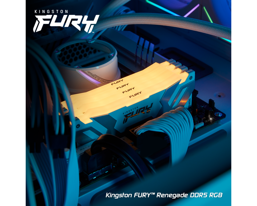 Памет Kingston Fury Renegade White RGB 32GB(2x16GB) DDR5 6000MHz CL32 KF560C32RWAK2-32 3