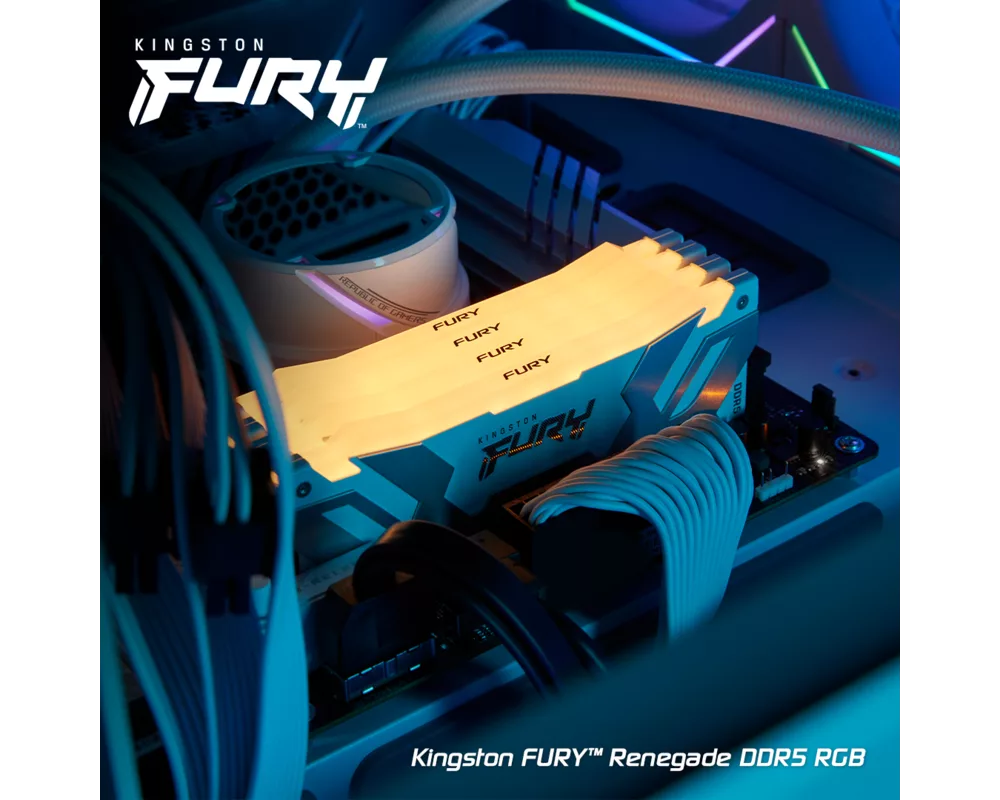 Памет Kingston Fury Renegade White RGB 32GB(2x16GB) DDR5 6400MHz CL32 KF564C32RWAK2-32 3