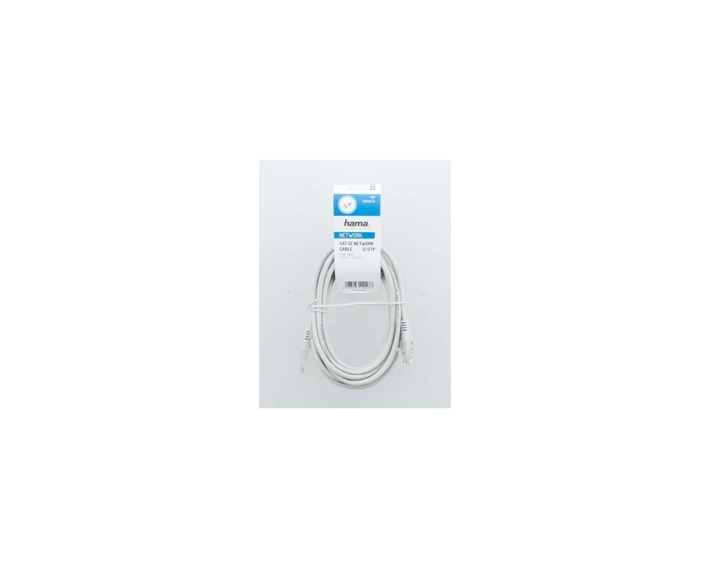 Мрежов кабел HAMA, CAT 5e, UTP, RJ-45 - RJ-45, 3 m, Сив, булк опаковка 2