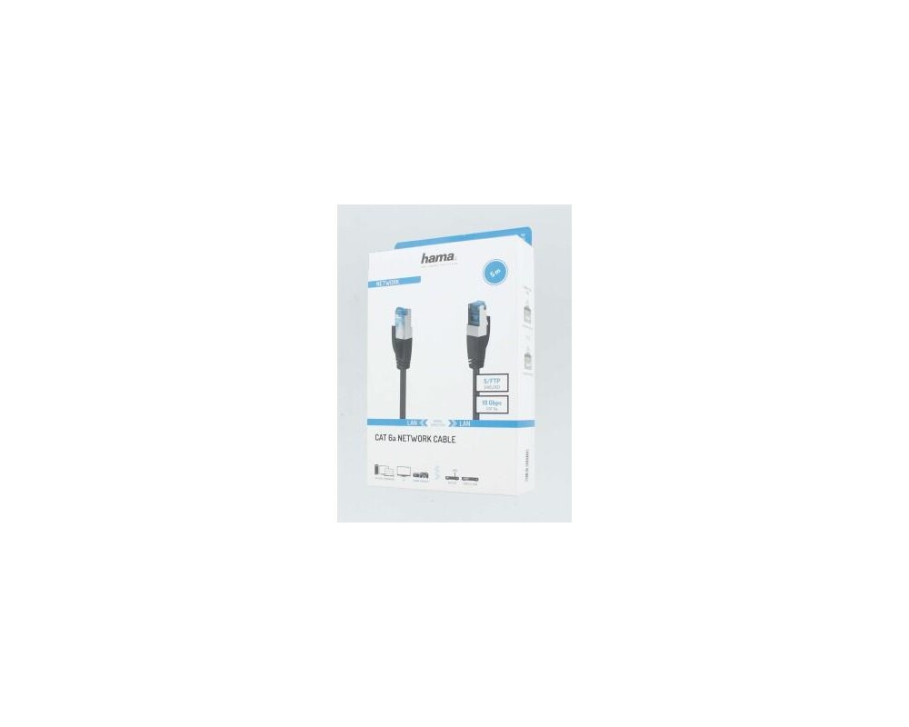 Мрежов кабел HAMA,S/FTP CAT 6a, 10 Gbit/s, S/FTP RJ-45-RJ45, 5 m, Черен 2