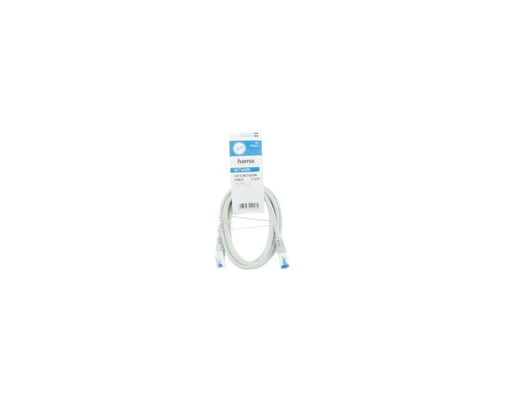 Мрежов кабел HAMA F/UTP, CAT 6, RJ-45 - RJ-45, 1Gbit/s, 1.5 m, Сив, Булк 3