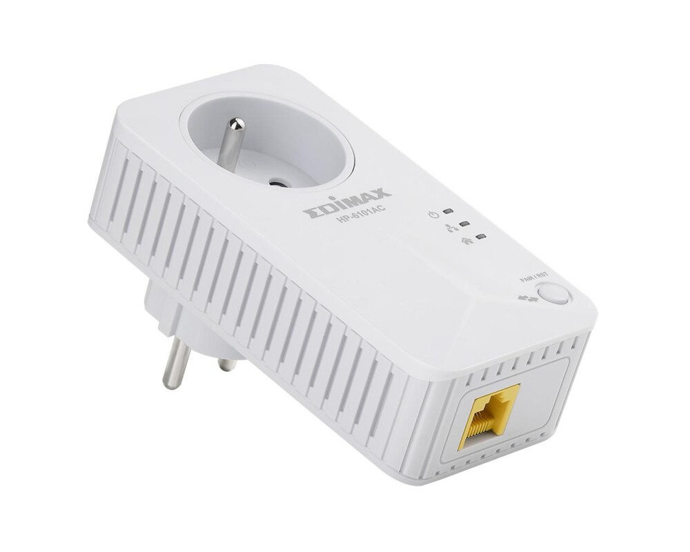 Powerline адаптер PowerLine адаптер EDIMAX HP-6101ACK, 600Mbps, Ethernet, гнездо за ел.уреди, Комплект  2
