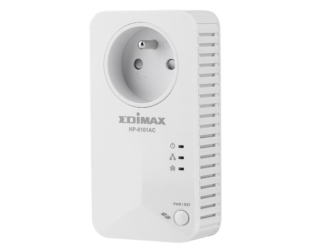 Powerline адаптер PowerLine адаптер EDIMAX HP-6101ACK, 600Mbps, Ethernet, гнездо за ел.уреди, Комплект  3