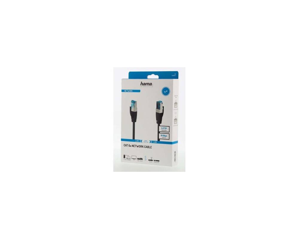 Мрежов кабел HAMA S/FTP, CAT 6a, RJ-45 - RJ-45, 10Gbit/s, 3.0 m, Черен 2