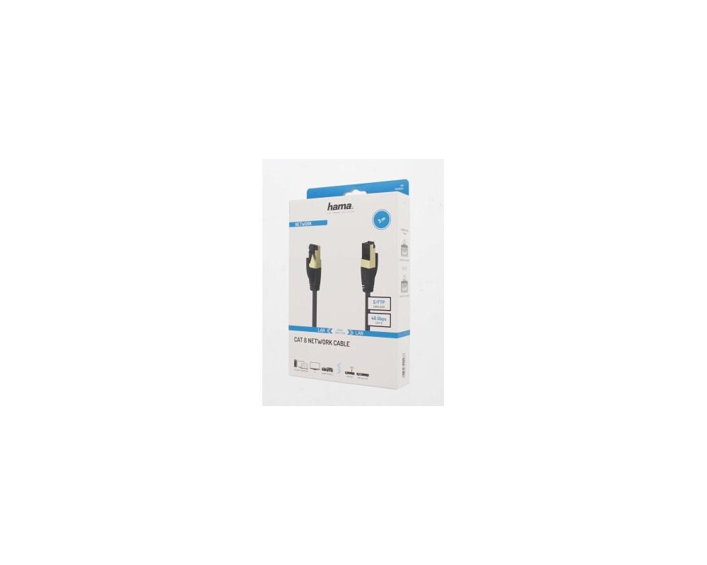 Мрежов кабел HAMA S/FTP, CAT 8, RJ-45 - RJ-45, 40Gbit/s, 3.0 m, Halogen-free, Черен 2