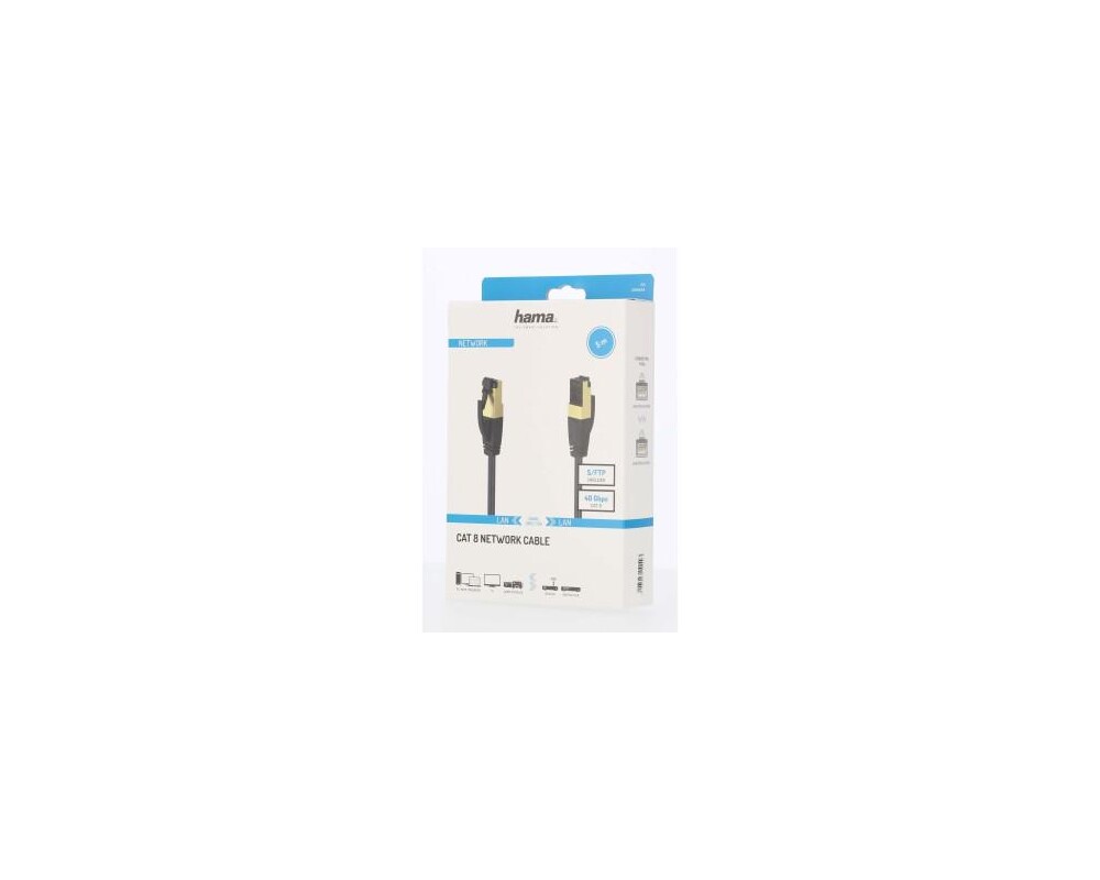 Мрежов кабел HAMA S/FTP, CAT 8, RJ-45 - RJ-45, 40Gbit/s, 5.0 m, Halogen-free, Черен 2