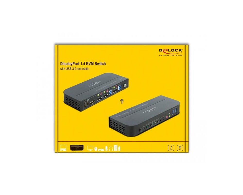 KVM switch KVM превключвател, Delock 11482, 2-портов, USB, DisplayPort, Audio 4