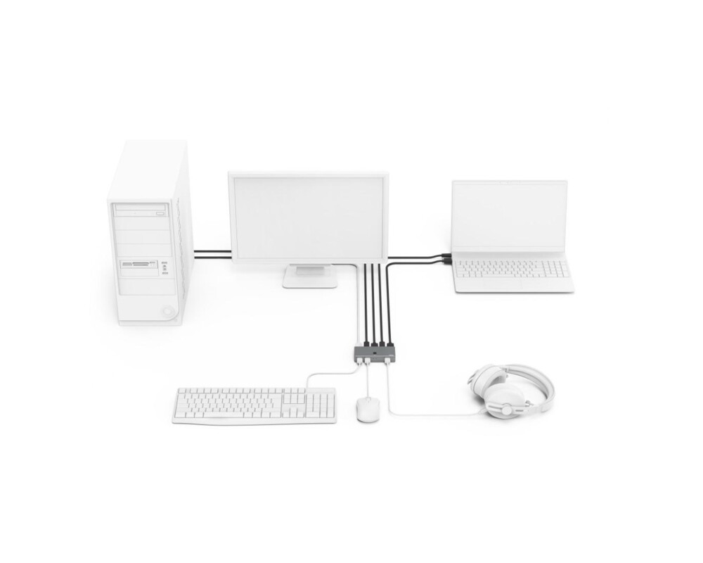 KVM switch KVM превключвател Hama Connect2Switch, 4-портов, USB, HDMI, Вкл. кабели 5