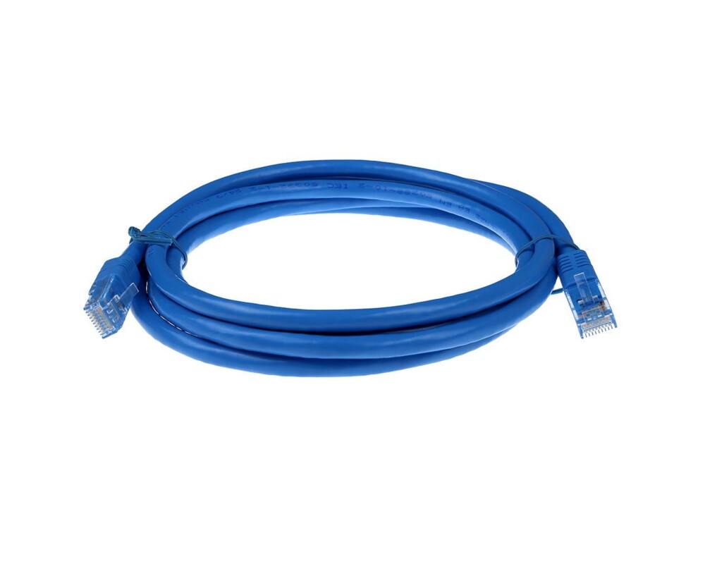 Мрежов кабел ACT U/UTP, CAT 6, RJ-45 - RJ-45, 0.5 m, Медни проводници, Син, Булк опаковка 2