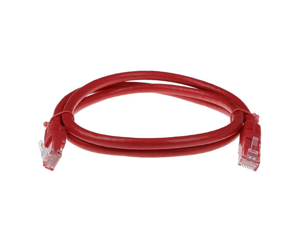 Мрежов кабел ACT U/UTP, CAT 6, RJ-45 - RJ-45, 3 m, Медни проводници, Червен, Булк опаковка 2