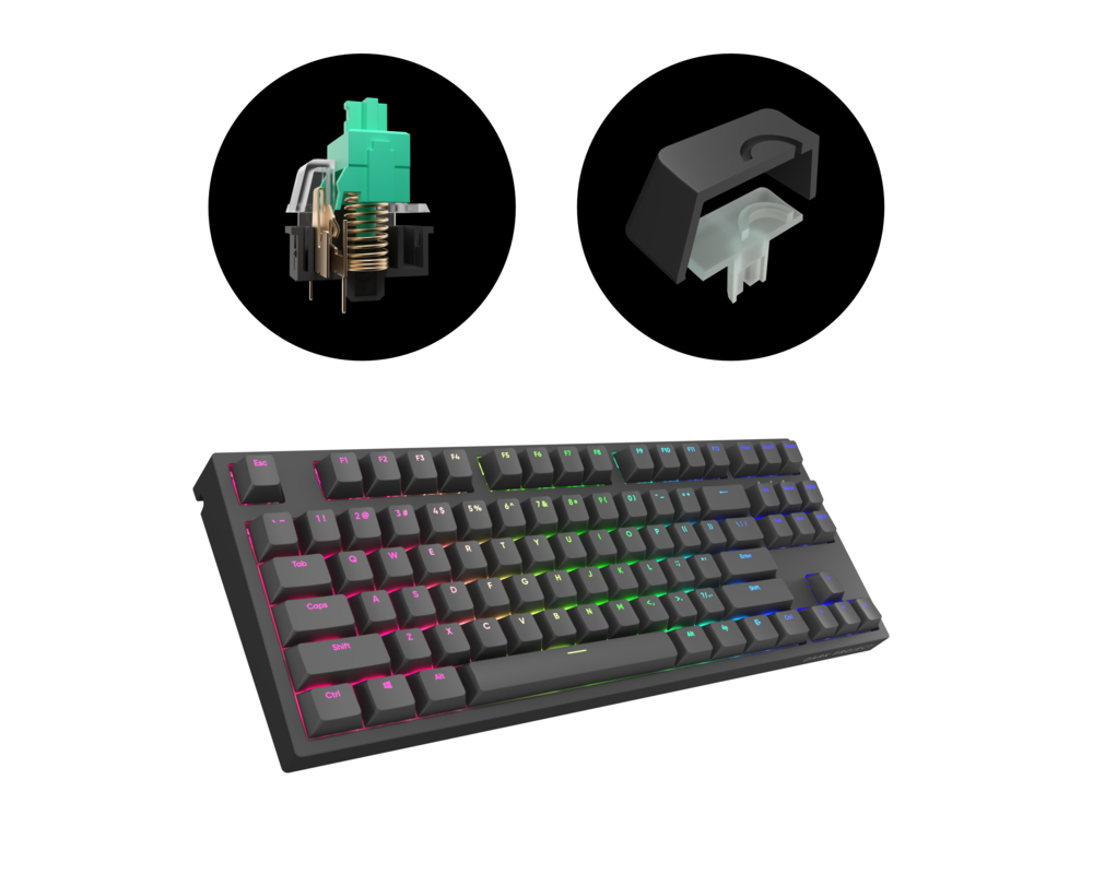 Клавиатура Геймърскa механична клавиатура Dark Project KD87A Black TKL - G3MS Sapphire Switches, RGB, PBT Keycaps 6