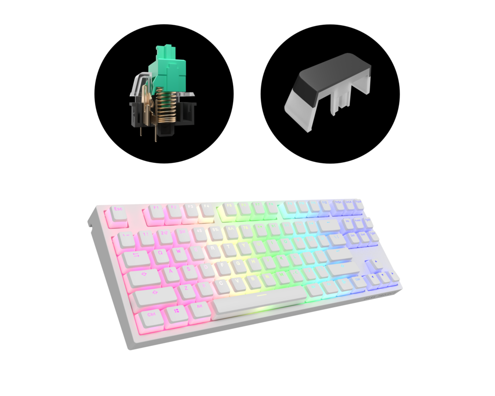 Клавиатура Геймърскa механична клавиатура Dark Project KD87A White TKL - G3MS Sapphire Optical Switches, RGB, PBT Keycaps 6