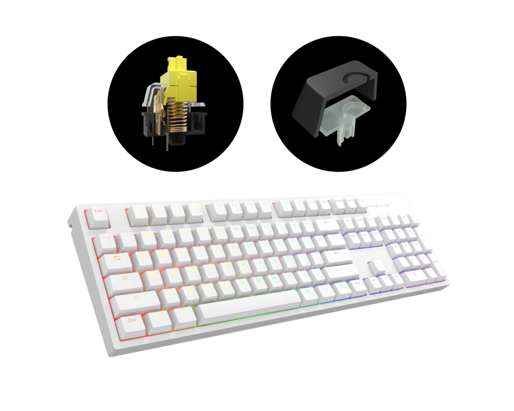 Клавиатура Геймърскa механична клавиатура Dark Project KD104A White - Gateron Mechanical Yellow, RGB, PBT Keycaps 7