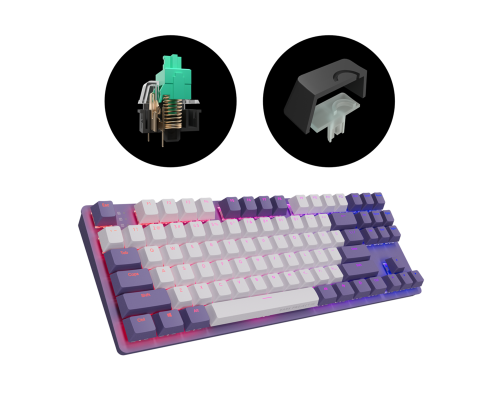 Клавиатура Геймърскa механична клавиатура Dark Project KD87A Violet - G3MS Sapphire Switches, RGB, PBT Keycaps 7
