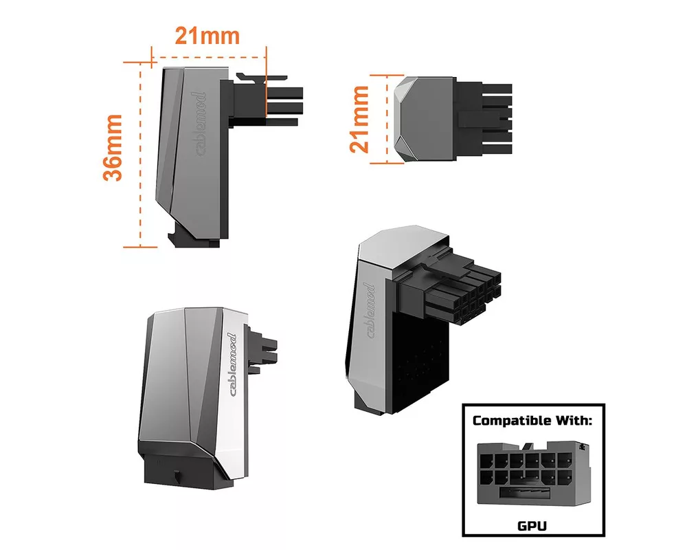 Контролер CableMod 12VHPWR 90 Degree Angled Adapter - Variant A White 4