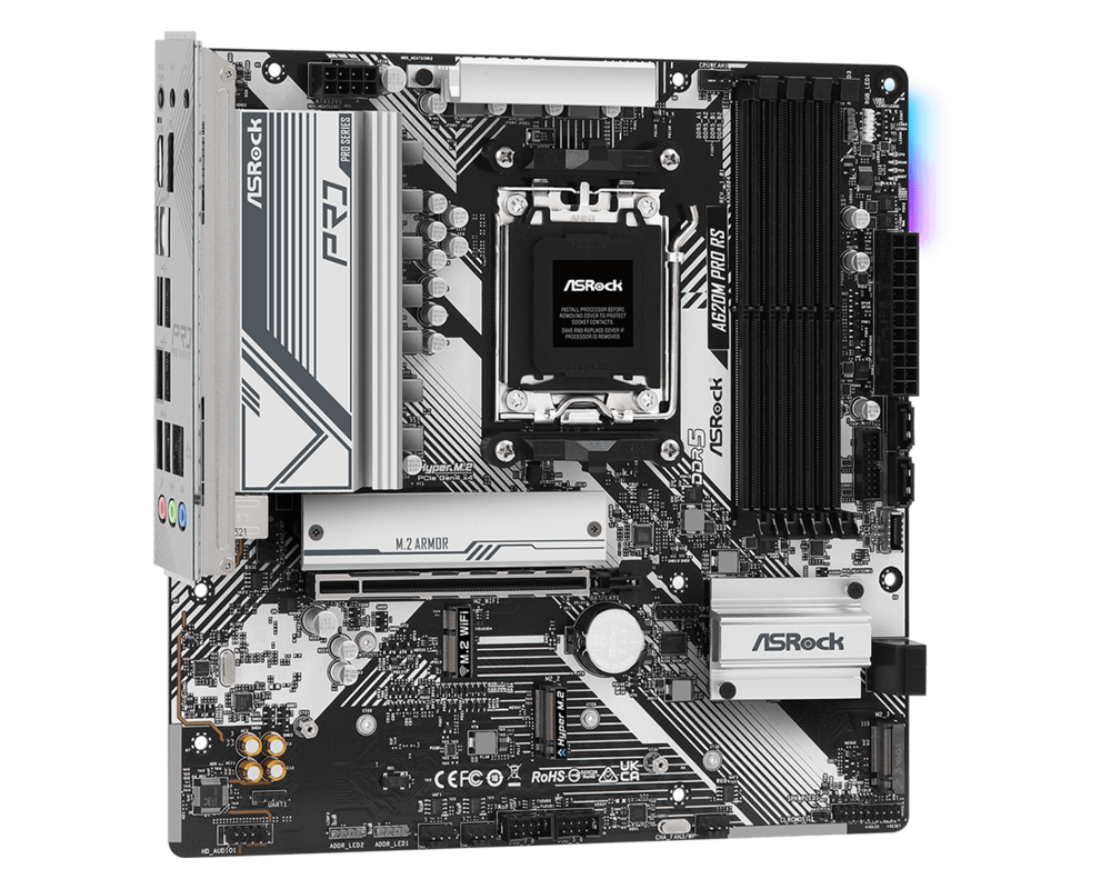 Дънна платка ASROCK A620M Pro RS, Socket AM5, mATX, 4xDDR5 2