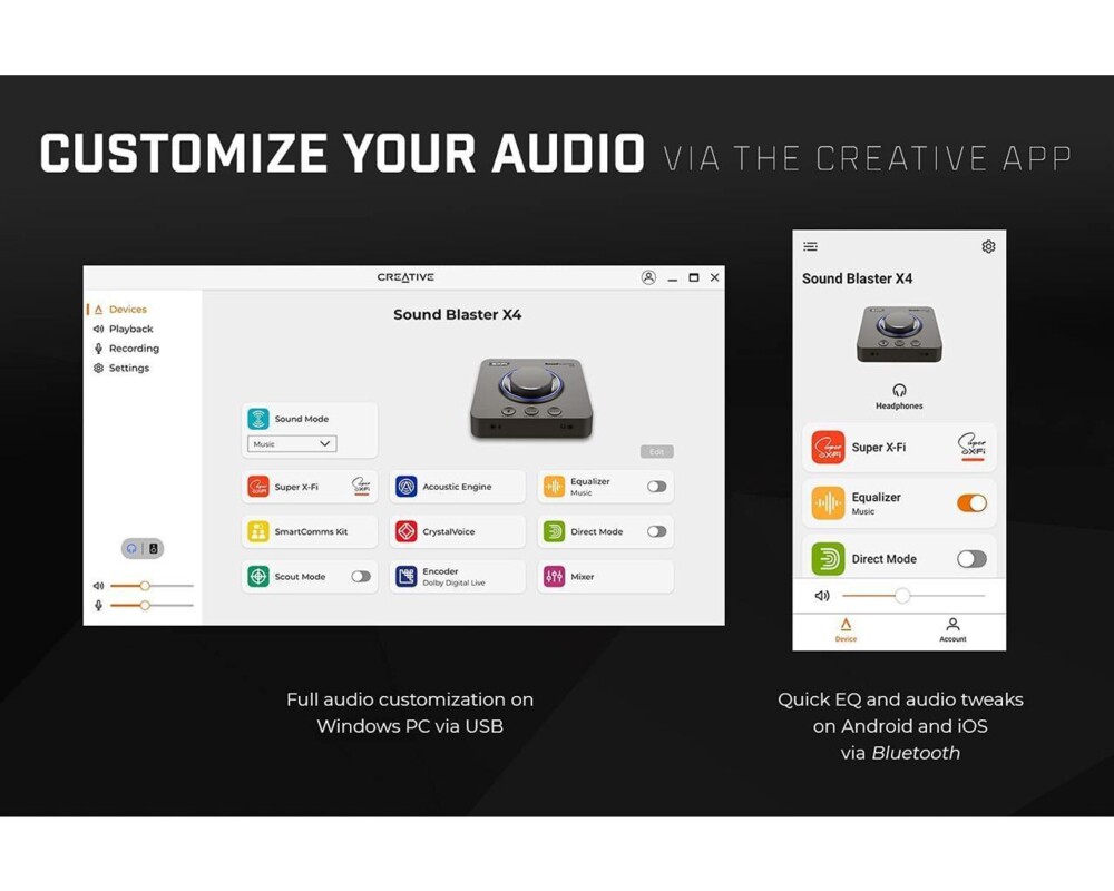 Звукова карта Външна звукова карта Creative Sound Blaster X4, USB-C, DAC, Super X-FI, TOSLINK 4