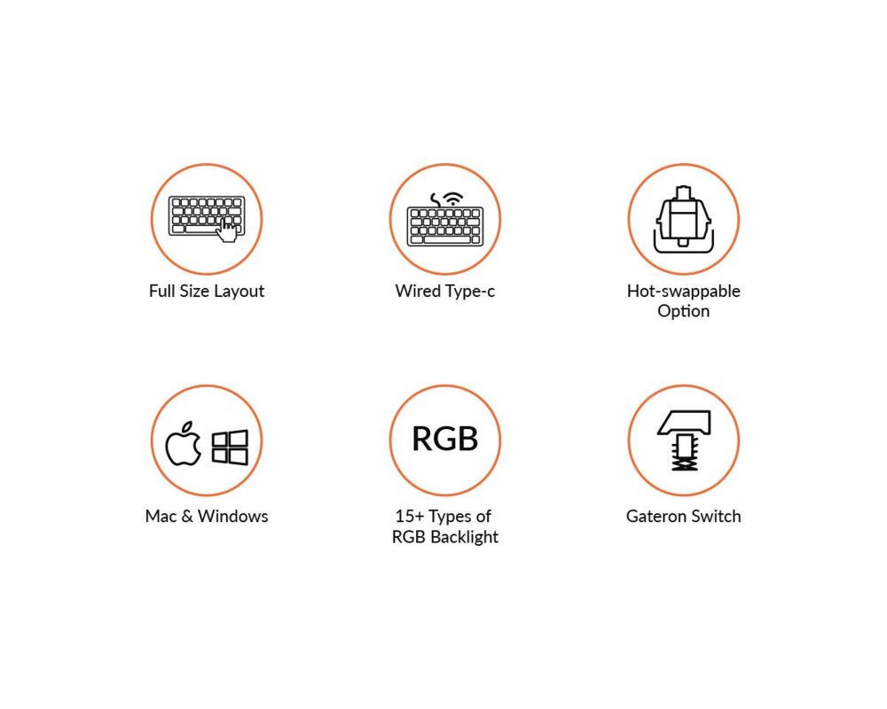 Клавиатура Геймърска Механична клавиатура Keychron C2 Hot-Swappable Full-Size Gateron G Pro Brown Switch RGB LED 5