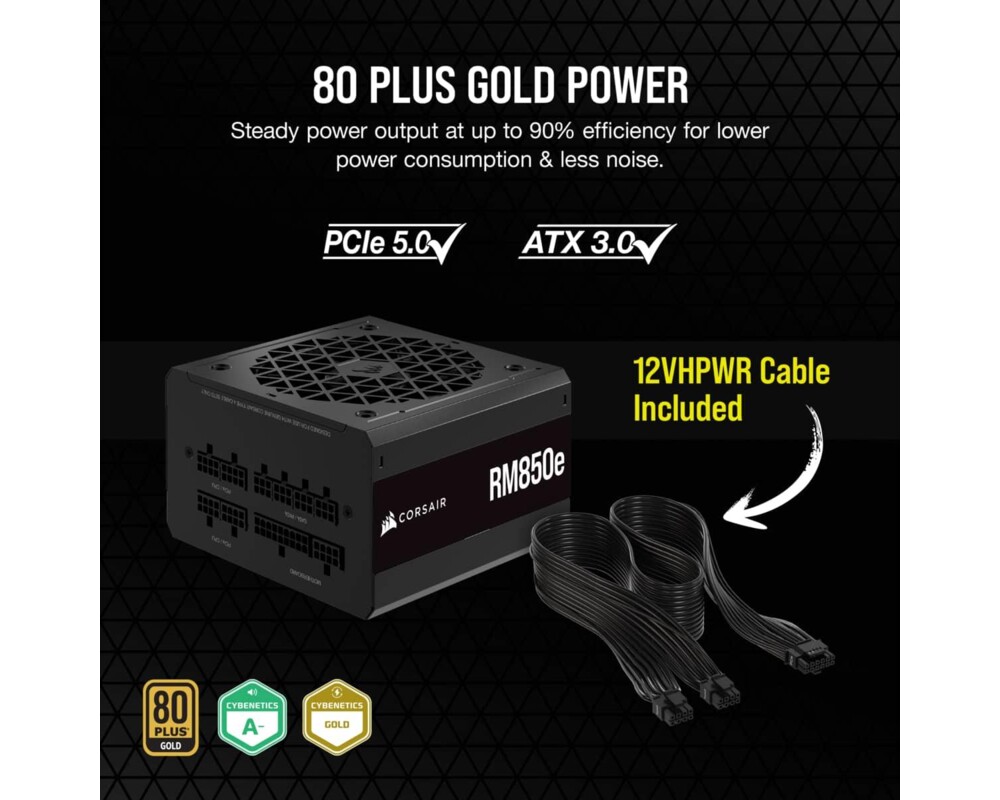 Захранване Corsair RM850e, 850W 80+ GOLD ATX3.0, Fully Modular 7