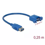 Кабел Delock, За монтиране върху панел, USB-A женско - USB-А женско, 25см 2