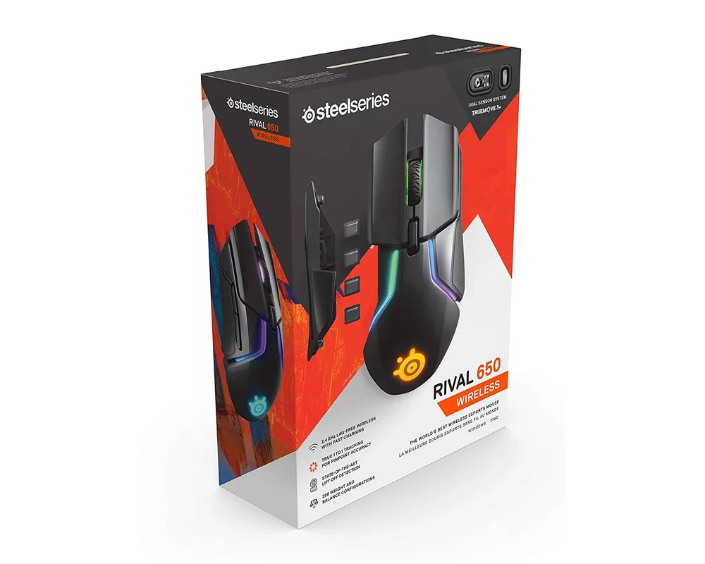 Мишка Геймърска мишка SteelSeries Rival 650 Wireless RGB, Dual optical sensor 7