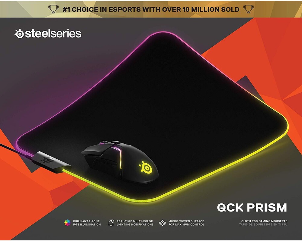 Пад за мишка Геймърски SteelSeries QcK Prism Cloth - Medium RGB, Черен 5