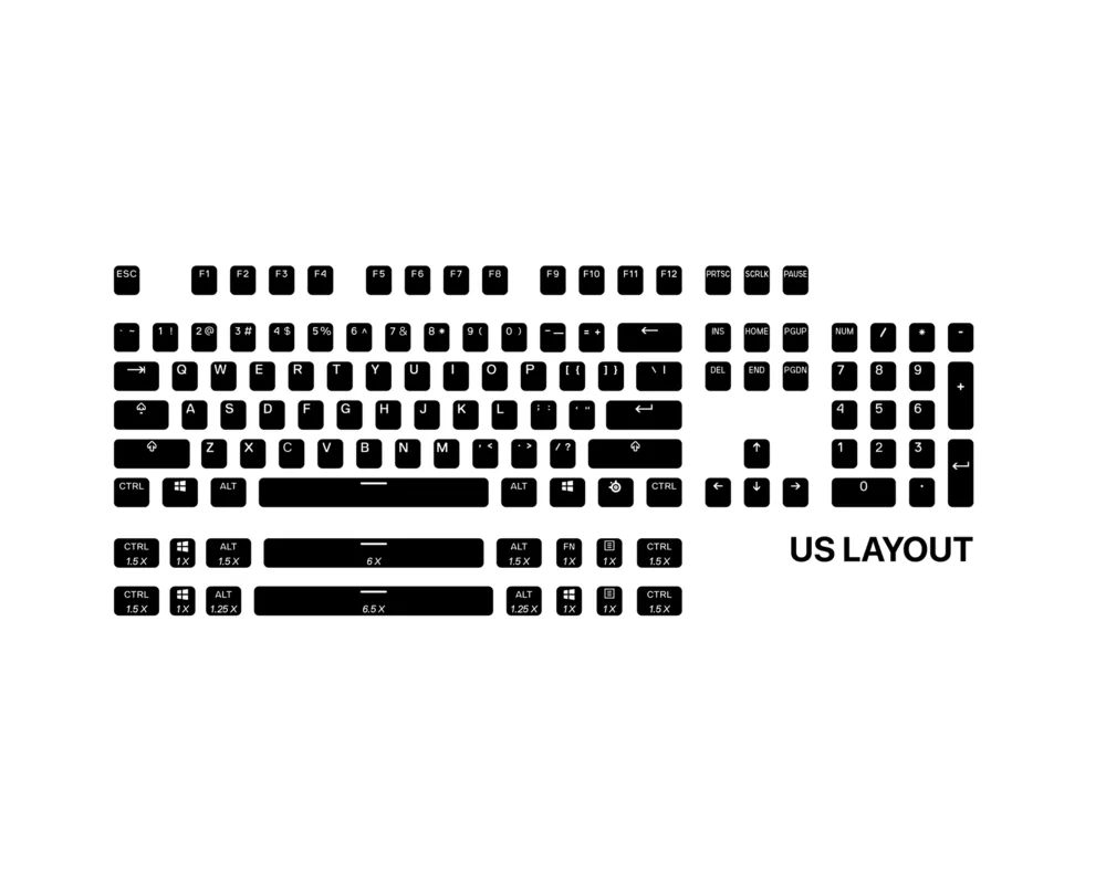 Геймърски аксесоари Капачки за механична клавиатура Steelseries PrismCaps PBT Doubleshot 104-Keycap Black US-Layout 3