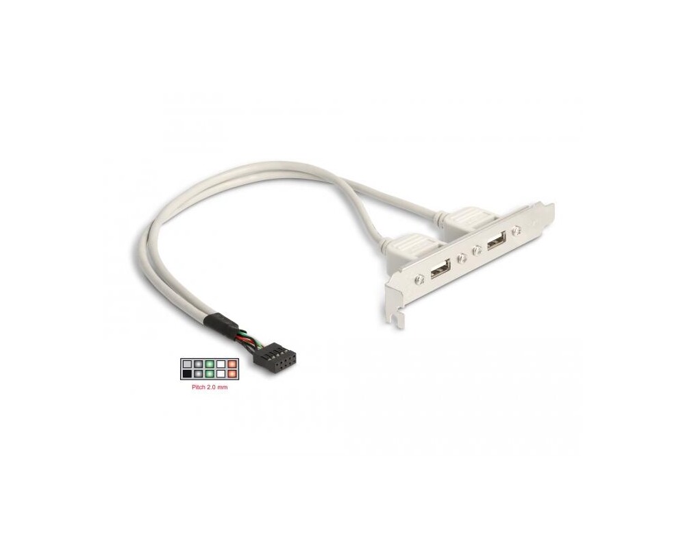 Контролер Скоба Delock, За монтаж в PC, USB 10 pin към 2 x USB 2.0 type A 2