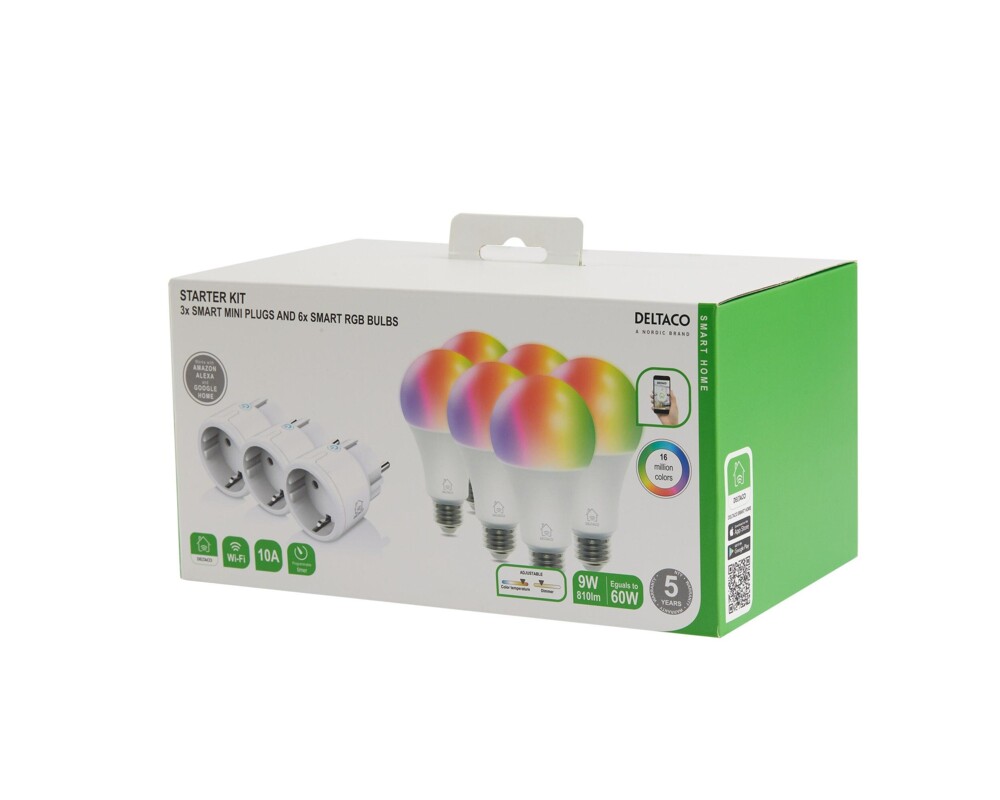 Умен контакт Смарт комплект DELTACO SH-KIT03, 3 x мини контакти, 6 x LED крушки 2