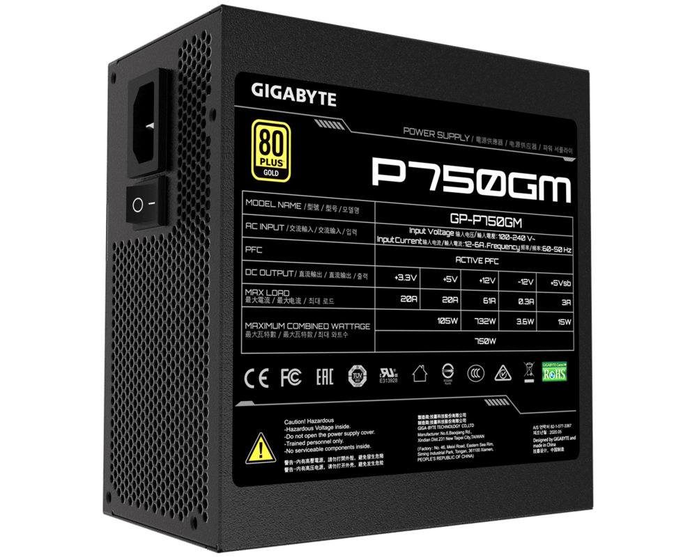Захранване GIGABYTE GP-P750GM 750W ATX 12V v2.31 80 PLUS Gold certified Power Supply 11