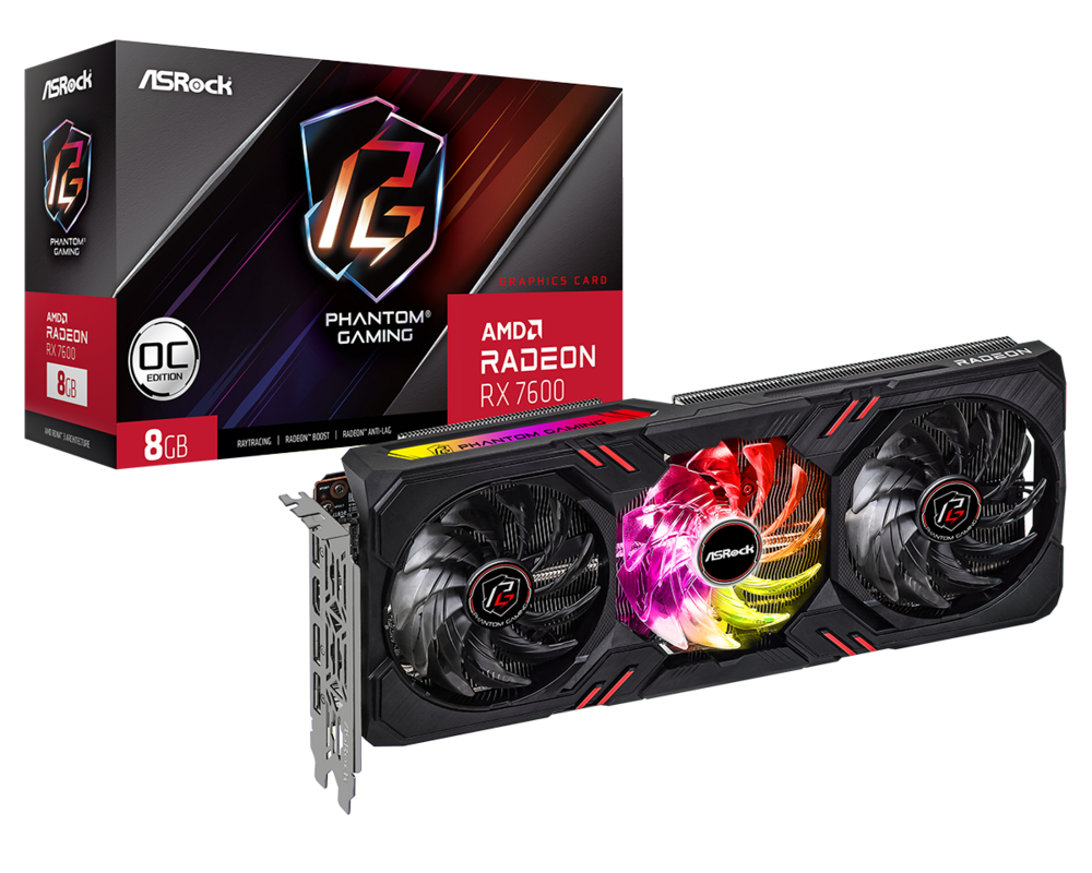 Видеокарта ASRock Radeon RX 7600 Phantom Gaming OC 8GB GDDR6 8