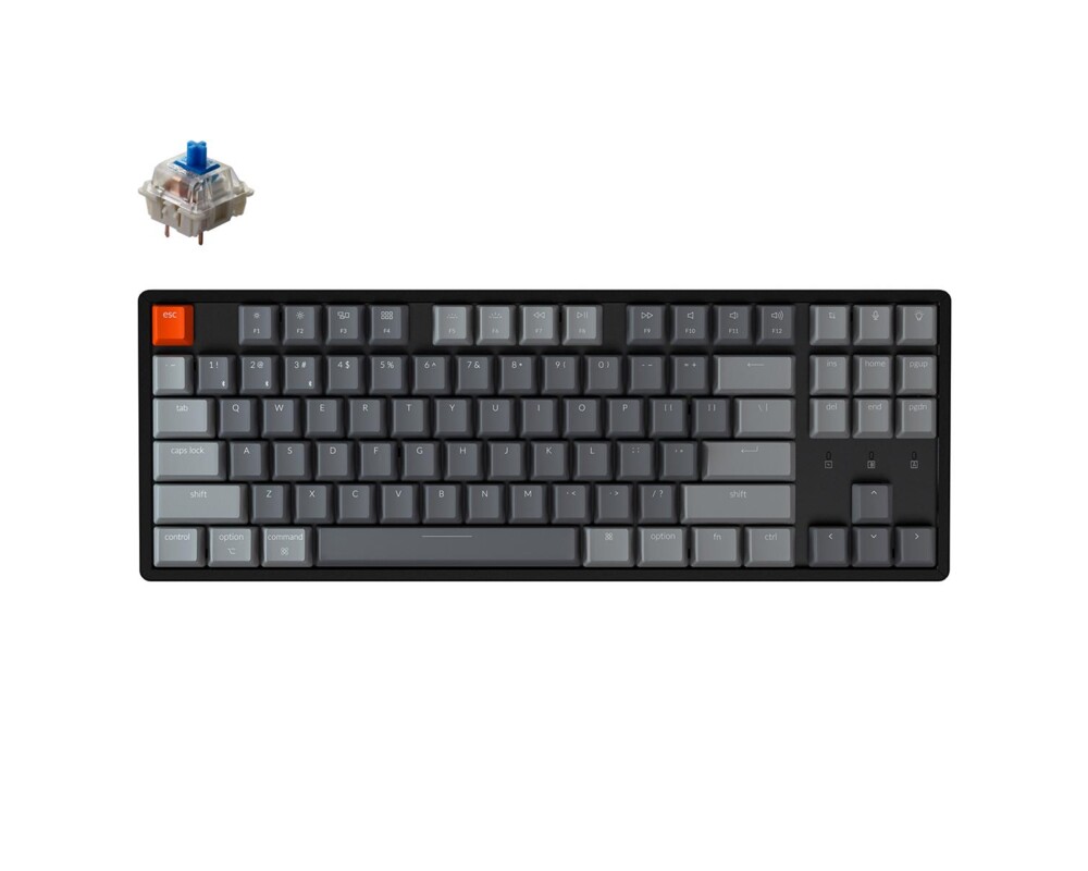 Клавиатура Геймърска Механична клавиатура Keychron K8 Aluminum TKL Gateron Blue Switch RGB LED Gateron Blue Switch ABS